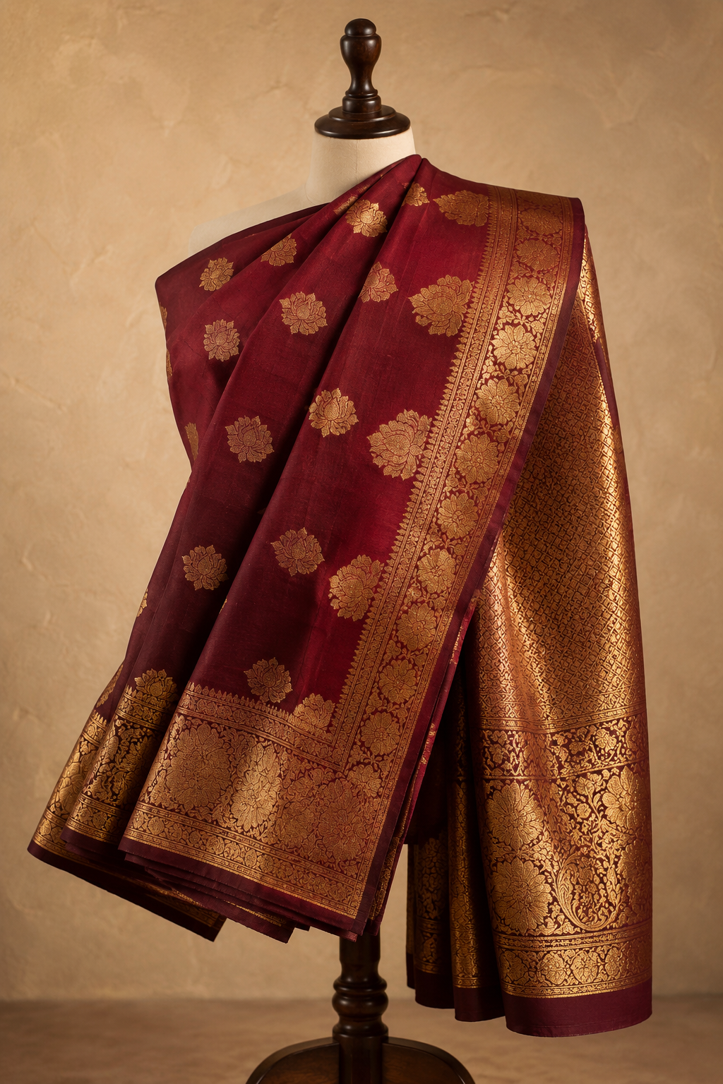 Banarasi Silk Saree in maroon silk with zari work